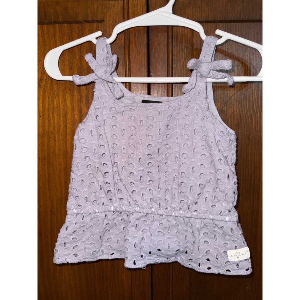 7 For All Mankind Baby Girl Lavender Eyelet Peplum Top Tie Strap 18M Purple